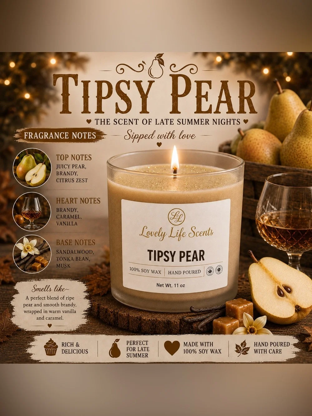 Hand Crafted 11 oz Premium Soy Wax Fall Candle Collection Lovely Life Scents